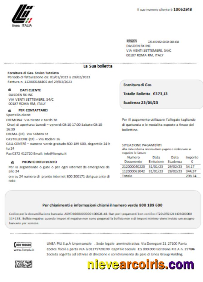Linea Italia utility business bill